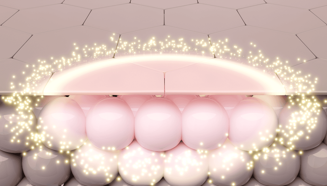 Skin cell regeneration concept with glowing particles