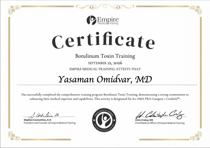 Certificate of completion for medical training program.
